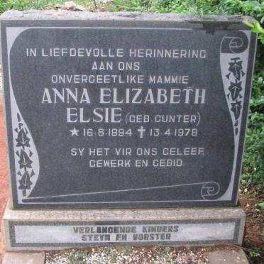 VORSTER Anna Elizabeth nee GUNTER 1894-1978