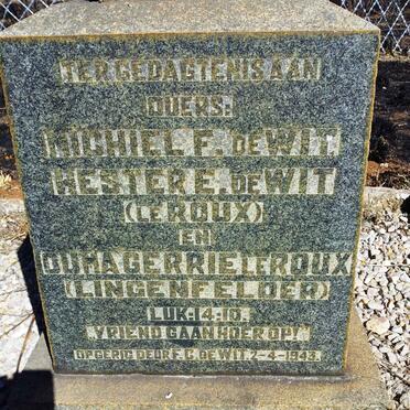 WIT Michiel F., de &amp; Hester LE ROUX :: ROUX Gerrie, le nee LINGENFELDER