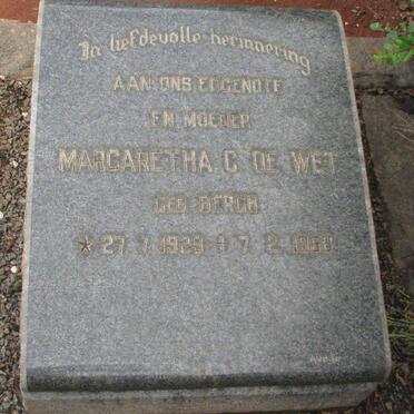 WET Margaretha C., de nee BERGH 1929-1968
