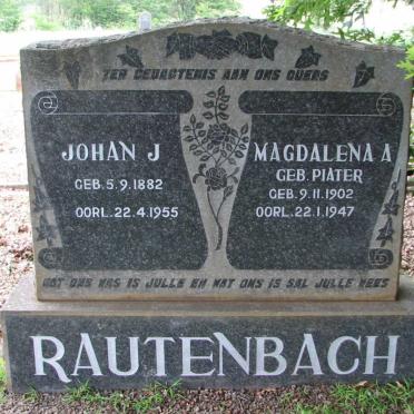RAUTENBACH Johan J. 1882-1955 &amp; Magdalena A. PIATER 1902-1947
