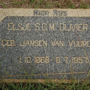 OLIVIER Elsje S.C.M. nee JANSEN VAN VUUREN 1868-1957