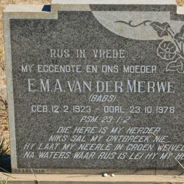 MERWE E.M.A., van der 1923-1978