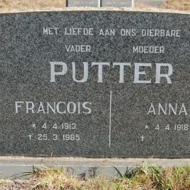 PUTTER Francois 1913-1985 &amp; Anna 1918-