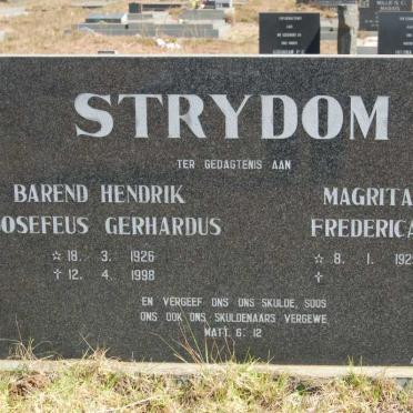 STRYDOM Barend Hendrik Josefeus Gerhardus 1926-1998 &amp; Magrita Frederica 1929-