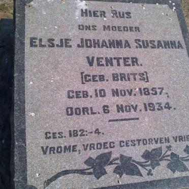 VENTER Elsje Johanna Susanna nee BRITS 1857-1934