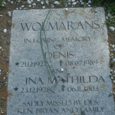 WOLMARANS Denis 1927-1989 &amp; Ina Mathilda 1928-2003