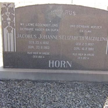 HORN Jacobus Johannes 1892-1963 &amp; Elizabeth Magdalena 1897-1980