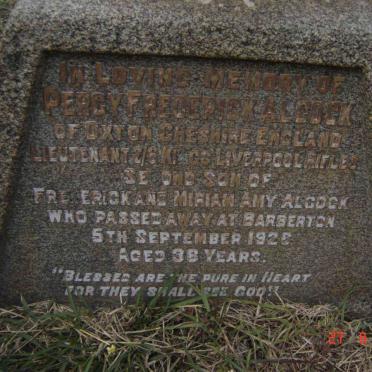 ALCOCK Percy Frederick -1926