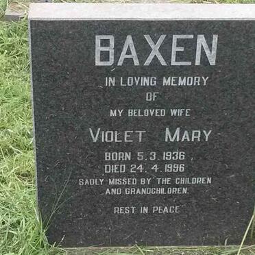 BAXEN Violet Mary 1936-1996