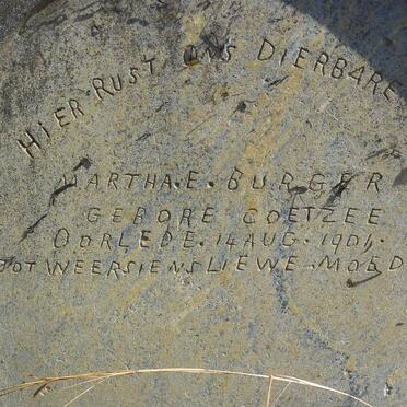 BURGER Martha E. nee COETZEE -1901