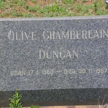 DUNCAN Olive, CHAMBERLAIN 1900-1967