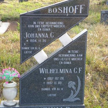 GROENEWALD Wilhelmina C.F. 1907-1997 :: BOSHOFF Johanna C. 1934-