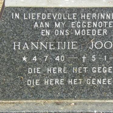 JOOSTE Hannetjie 1940-1989