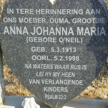 LANGE Anna Johanna Maria, de nee O'NEIL 1913-1998