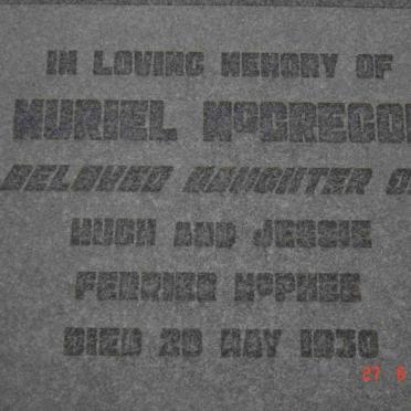 McGREGOR Muriel nee McPHEE  -1930