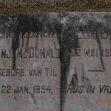 McDONALD Anje nee VAN TIL 1894-1930