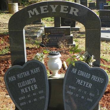 MEYER Edward Presto 1929-1998 &amp; Mittah Mary Elizabeth 1938-1998