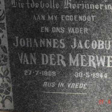 MERWE Johannes Jacobus, van der 1908-1944