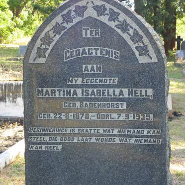 NELL Martina Isabella nee BADENHORST 1878-1939