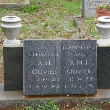 OLIVIER A.H. 1898-1968 &amp; A.M.J. 1905-1991