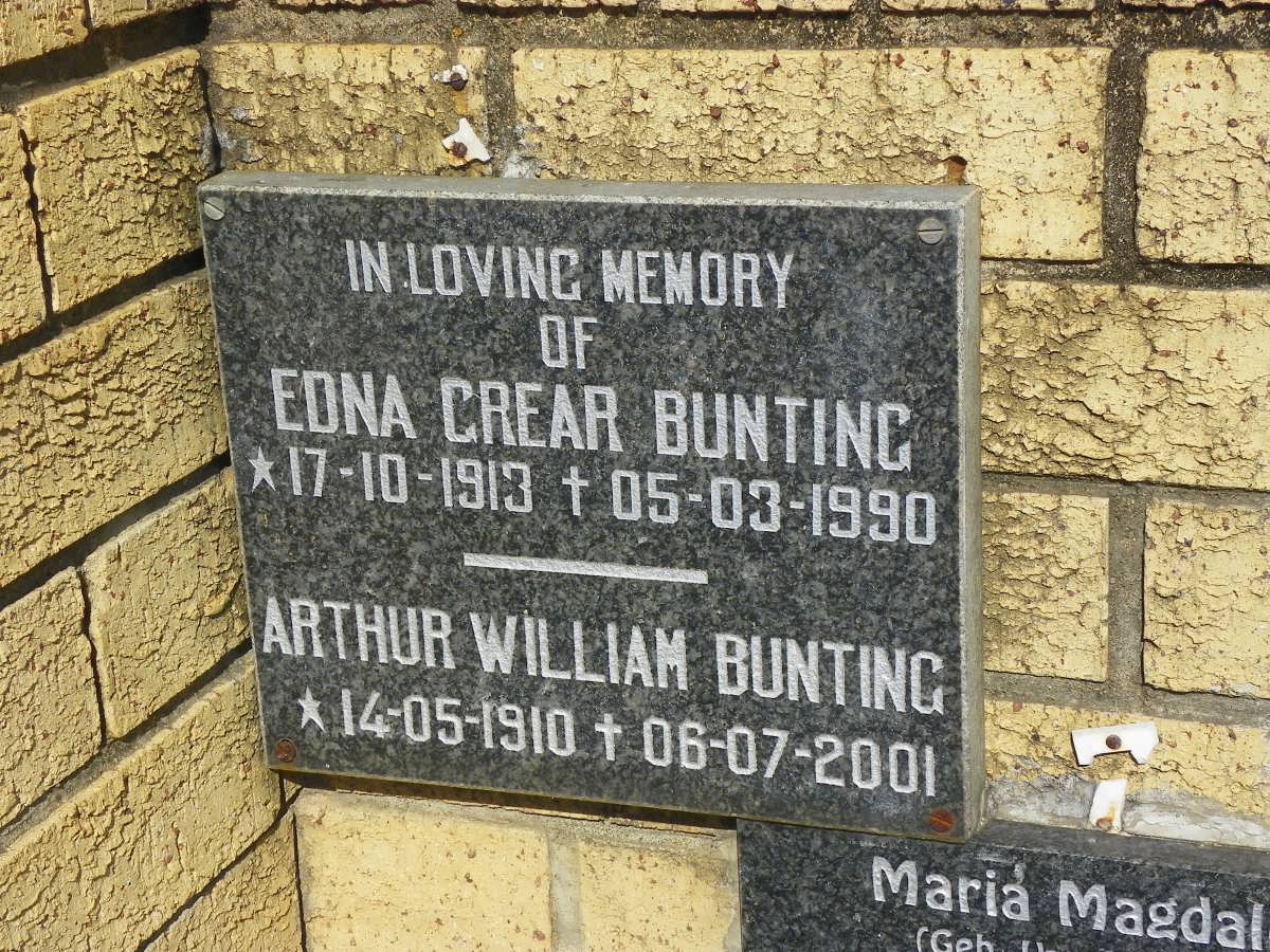 BUNTING Arthur William 1910-2001 &amp; Edna Grear 1913-1990