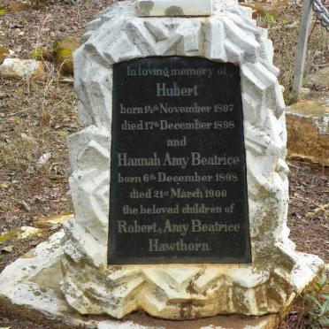 HAWTHORN Hubert 1897-1898 :: HAWTHORN Hannah Amy Beatrice 1898-1900
