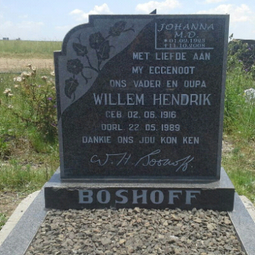 BOSHOFF Willem Hendrik 1916-1989 &amp; Johanna M.D. 192?-2008