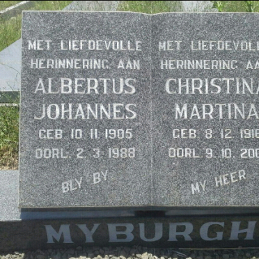 MYBURGH Albertus Johannes 1905-1988 &amp; Christina Martina 1916-2009