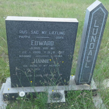 LUNDALL Edward 1908-1987 &amp; Hannie 1931-