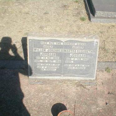 JORDAAN Willem Johannes 1885-1951 &amp; Martha Elizabeth 1882-