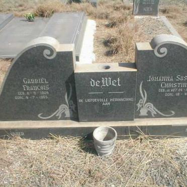 WET Gabriel Francois, de 1904-1963 &amp; Johanna Susanna Christina DE WET 1906-1954