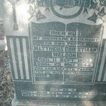 WELDON Mattheus Christiaan 1883-1944