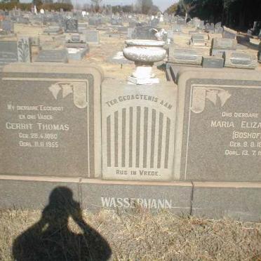 WASSERMANN Gerrit Thomas 1880-1955 &amp; Maria Elizabeth BOSHOFF 1889-1959