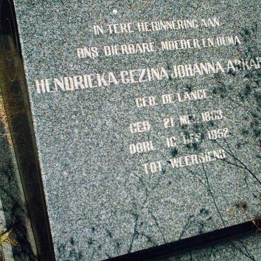 ABRAHAM Hendrieka Gezina Johanna nee DE LANGE 1883-1952