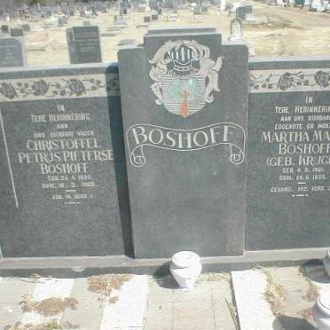BOSHOFF Christoffel Petrus Pieterse 1893-1960 &amp; Martha Maria KRUGER 1901-1955
