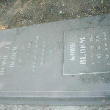 BLOEM Hannie J.E. 1925-2001 :: BLOEM Kobie 1954-2003