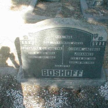 BOSHOFF Gideon Jacobus Johannes 1881-1965 &amp; Catharina Elizabetha 1883-1950