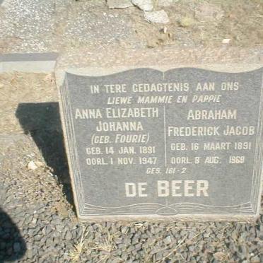 BEER Abraham Frederick Jacob, de 1891-1969 &amp; Anna Elizabeth Johanna FOURIE 1891-1947