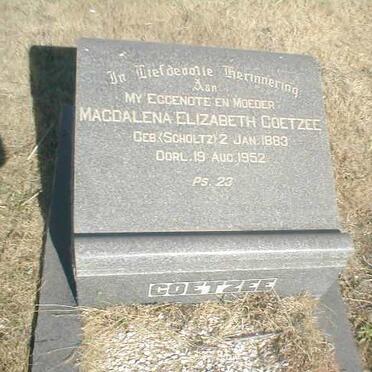 COETZEE Magdalena Elizabeth nee SCHOLTZ 1883-1952