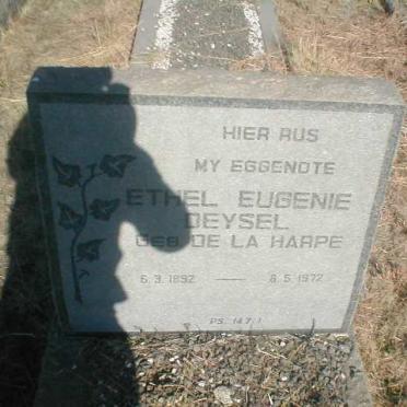 DEYSEL Ethel Eugenie geb. DE LA HARPE 1892-1972