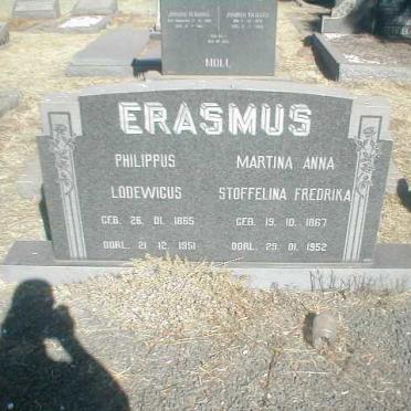 ERASMUS Philippus Lodewicus 1865-1951 &amp; Martina Anna Stoffelina Fredrika 1867-1952