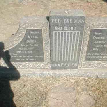 EEDEN Frederik Jacobus, van 1886- &amp; Aletta Jacoba DU PLESSIS 1867-1950