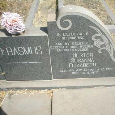 ERASMUS Hester Susanna Elizabeth nee VAN DER MERWE 1909-1972