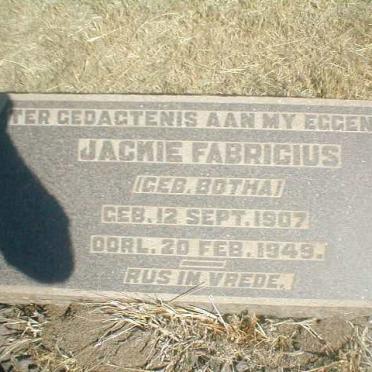FABRICIUS Jackie geb. BOTHA 1907-1949