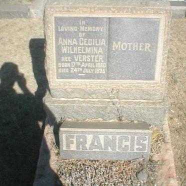 FRANCIS Anna Cecilia Wilhelmina nee VERSTER 1880-1935