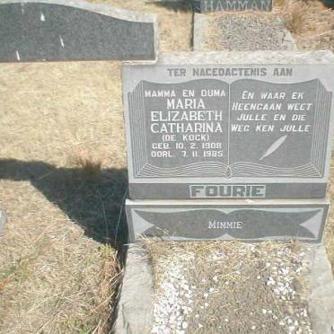 FOURIE Maria Elizabeth Catharina geb. DE KOCK 1908-1985