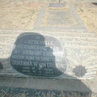 GRÜNING Johanna W., von 1896-1954