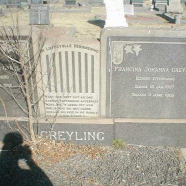 GREYLING Francina Johanna nee STEENKAMP 1897-1965