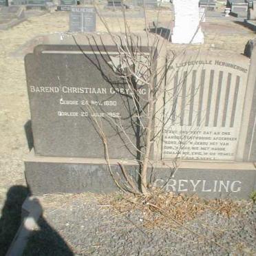 GREYLING Barend Christiaan 1890-1952