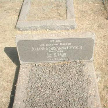 GEYSER Johanna Susanna nee BRITS 1878-1960